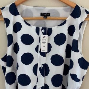 Talbots Navy Blue & White Polkadot Dress 10P